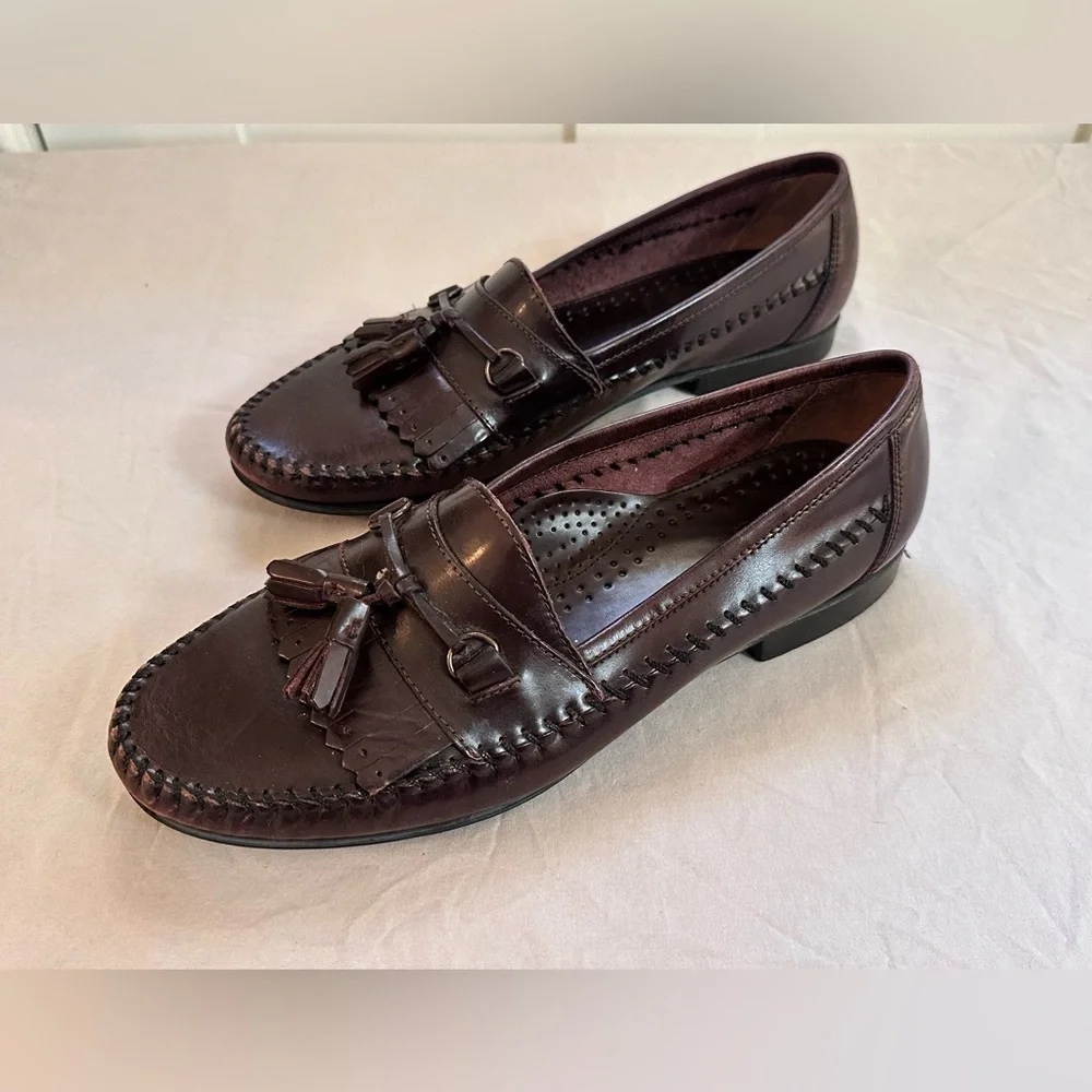 Bass Weejuns Tassel Loafers Burgundy Leather Kiltie Moc Toe Men’s 10 M
